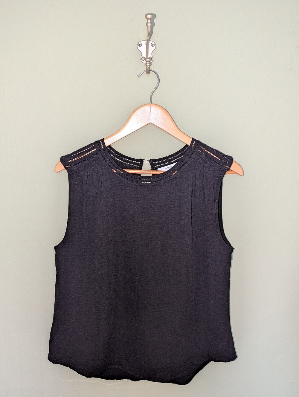 Ricki's Black Sleeveless Tank with Lace-Trim Shoulders